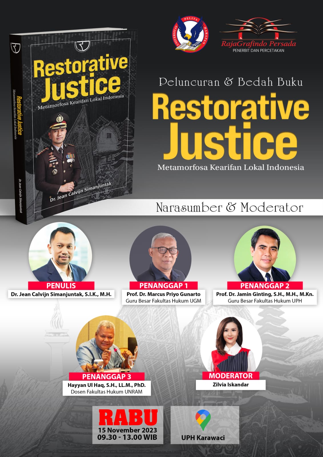 Peluncuran & Bedah Buku RESTORATIVE JUSTICE: Metamorfosa Kearifan Lokal Indonesia